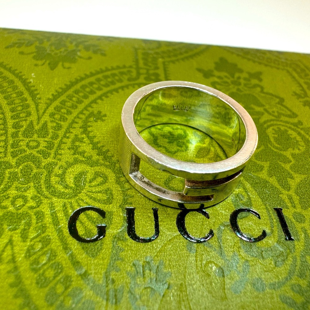 Gucci Wide G Cutout Ring Size 5 Made in Italy Vintage Authentic 925 - Picture 11 of 11